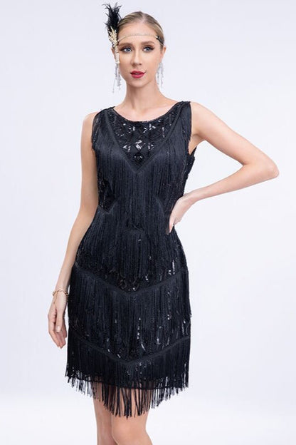 Vintage Sequin Fringe Party Dress