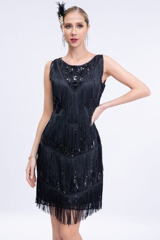 Vintage Sequin Fringe Party Dress