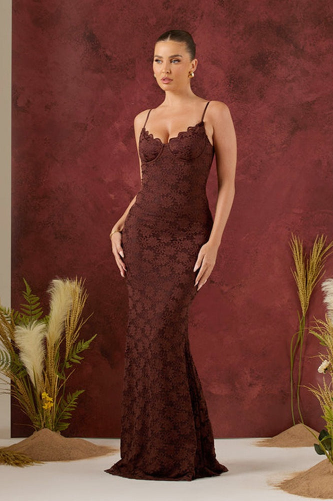 Backless Bodycon Maxi Lace Dress