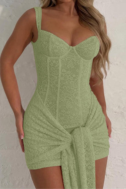 V Neck Lace Bodycon Cami Lace Dress