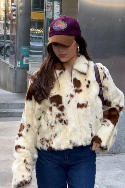 Faux Fur Leopard Pattern Coat