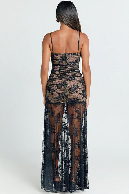 Lace Cut Out Wrap Slip Dress