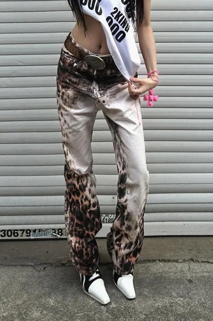 Hip-Hop Leopard Baggy Jeans