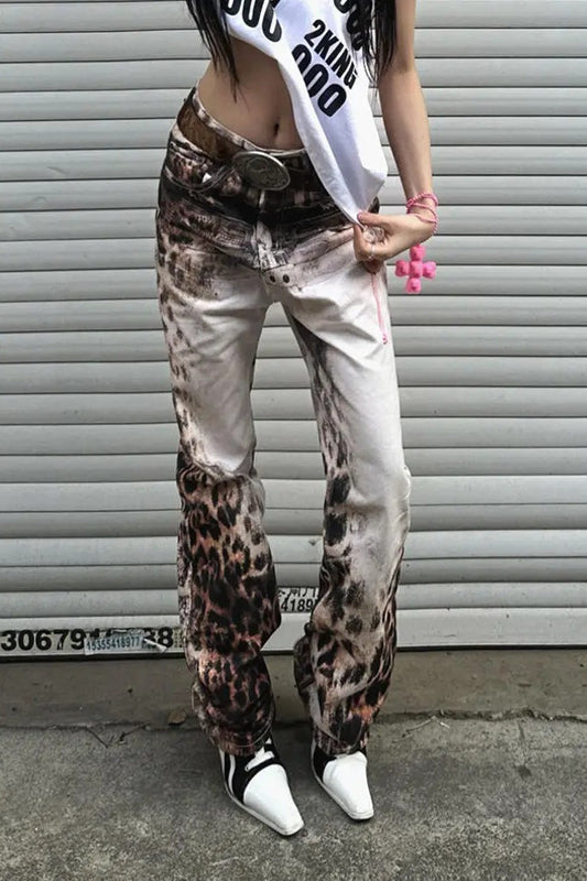 Hip-Hop Leopard Baggy Jeans