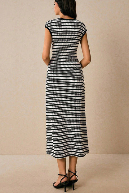 Striped Knit Bodycon Work Dress