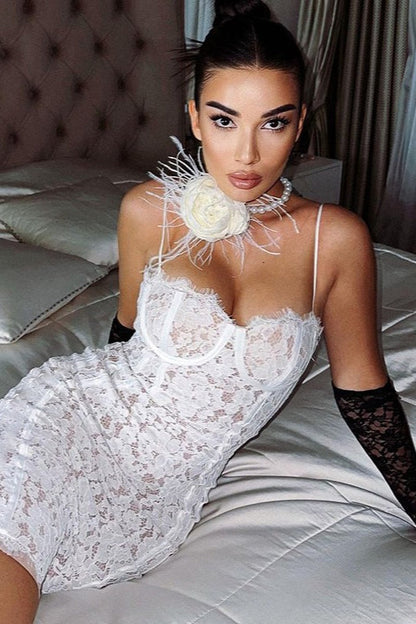 Elegant Backless Cami Lace Dress