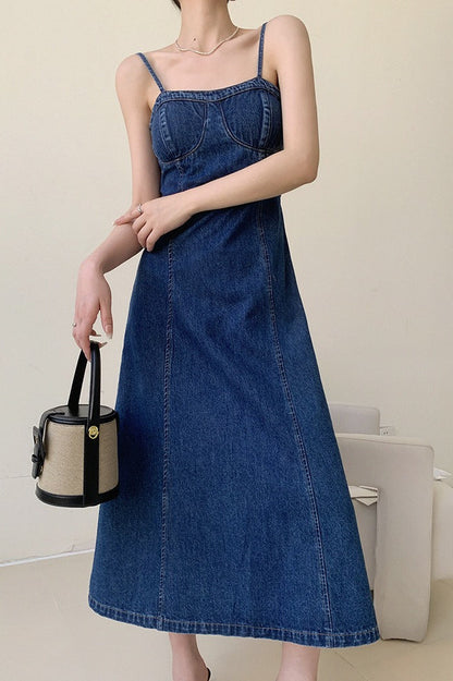 Slim Fit Maxi Denim Dress