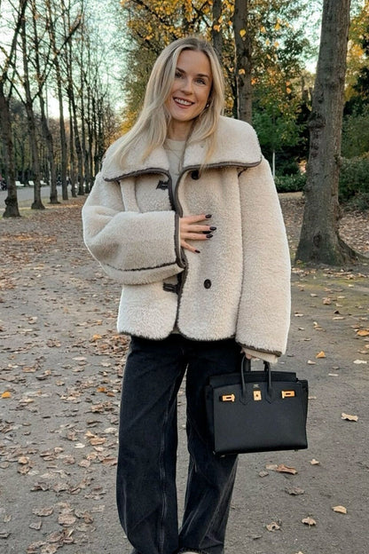 Oversized Sherpa Collar Plush Coat