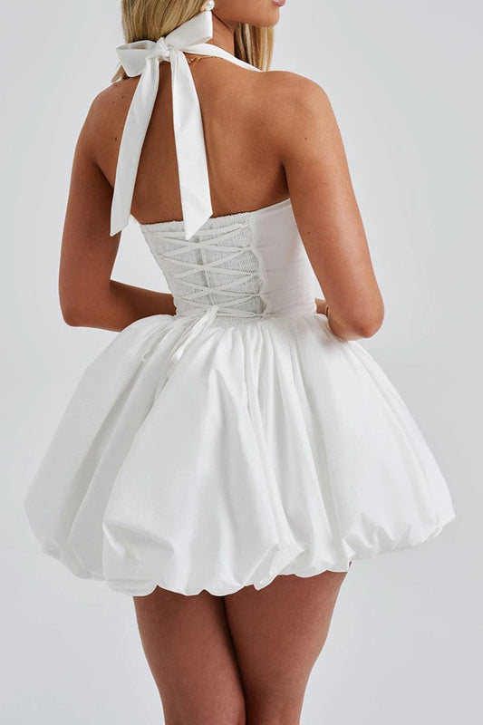 Sleeveless Halter Bubble  Mini Dress