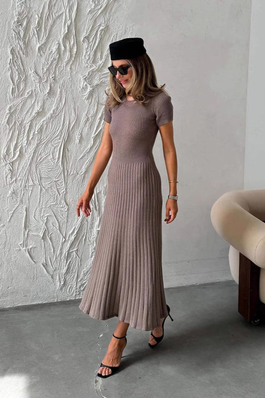 Neck Chunky Rib Knit Maxi Sweater Dress
