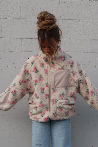 Printed Faux Shearling Coat