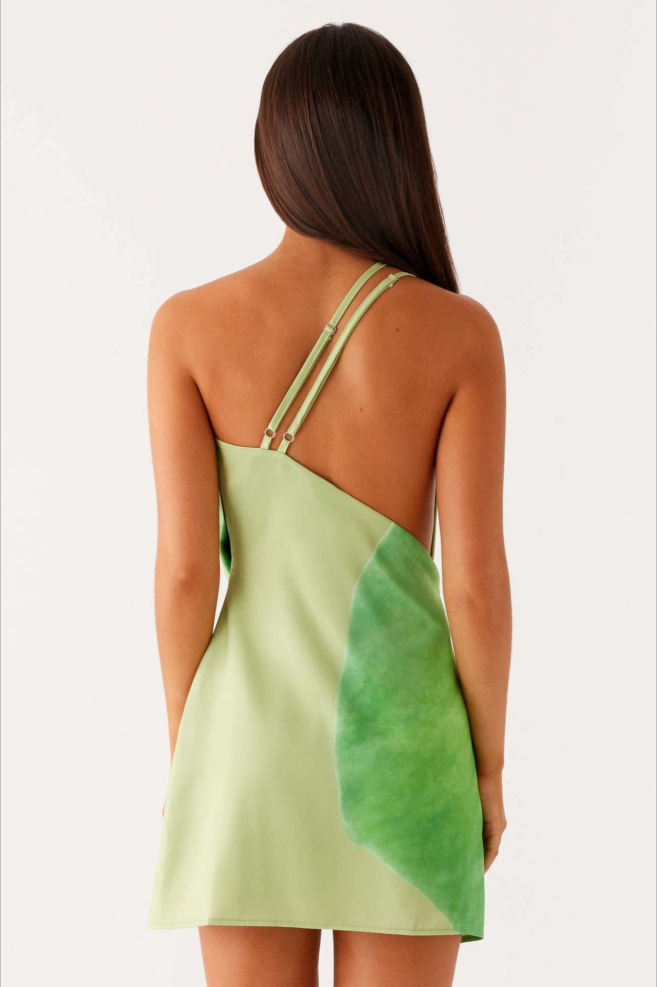 Satin Floral One-Shoulder Silk Dress