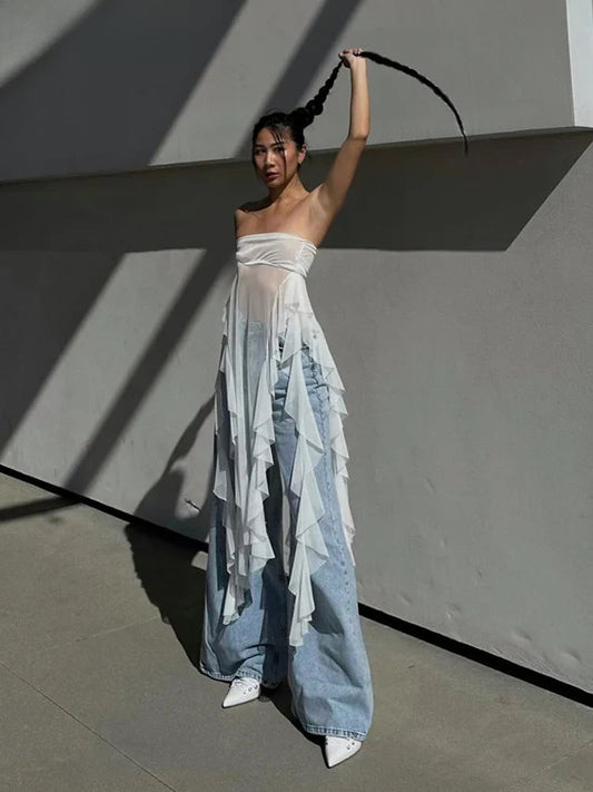 Solid Ruched Club Party Strapless