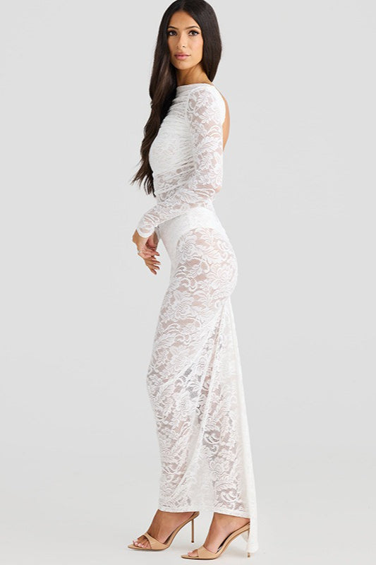 Lace Backless Long Sleeve Lace Dress