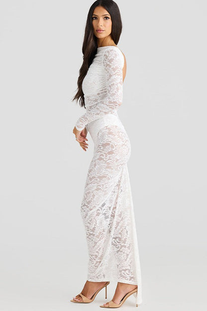 Lace Backless Long Sleeve Lace Dress