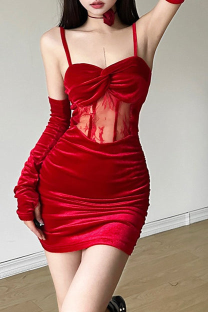 Sheer Lace Cutout Bodycon Lace Dress