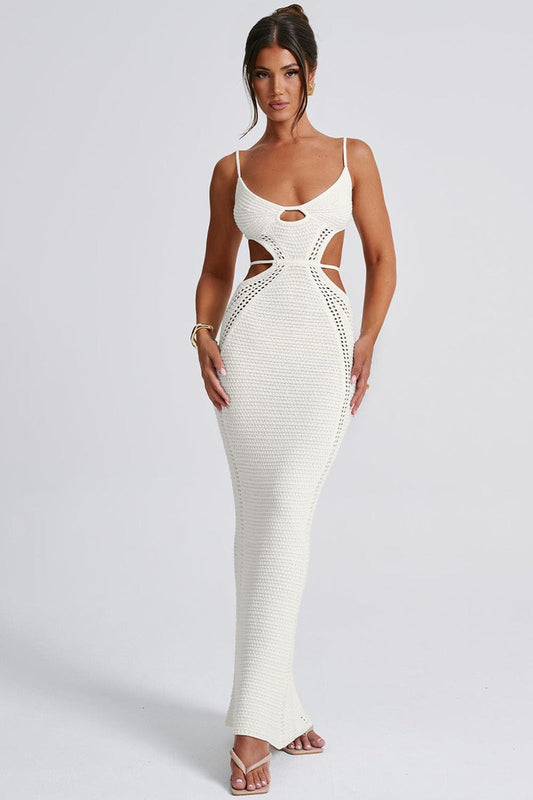 Knit Cutout V Neck Low Cut Solid Tie Chic Cami Sweater Dress