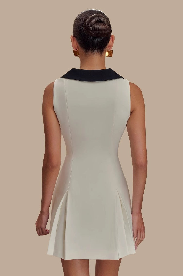 Fitted Lapel Button Work Dress