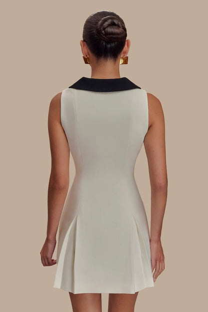 Fitted Lapel Button Work Dress