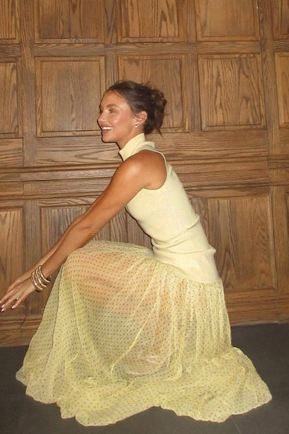 Polka Dot Patchwork Maxi Dress