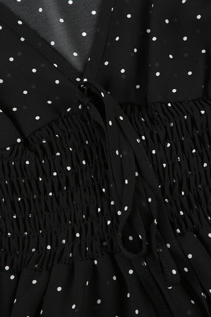 Polka Dot Sheer V-Neck Slim Fit Crop Top