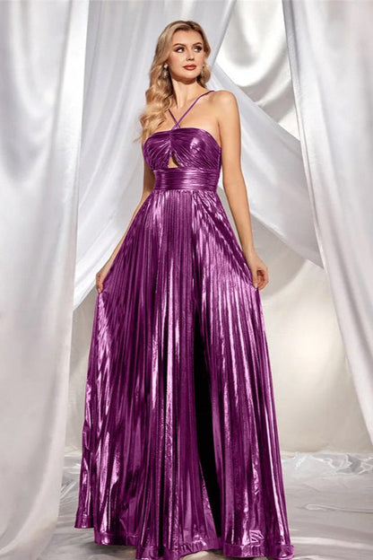 Sleeveless Backless Halter Sexy Slit Formal Dress