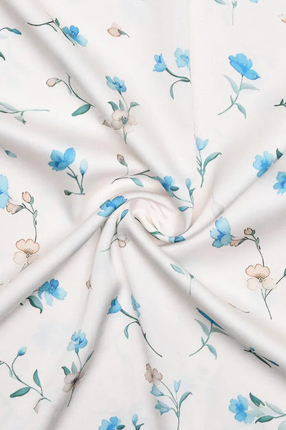 Satin Puff Sleeve Floral Dress