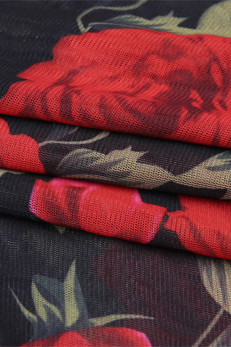 Backless Bodycon Maxi Floral Dress