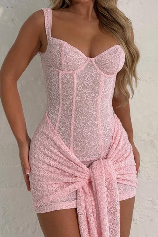 V Neck Lace Bodycon Cami Lace Dress