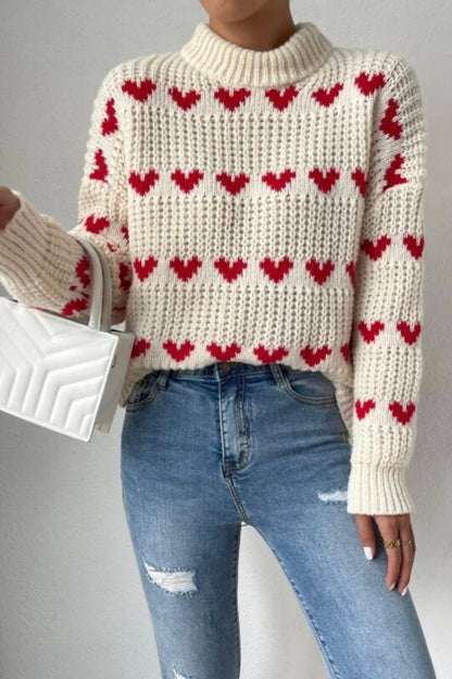 Heart Jacquard Knit Sweater