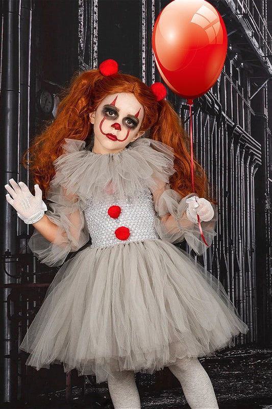 Scary Clown Tutu Dress Kid Halloween Costume