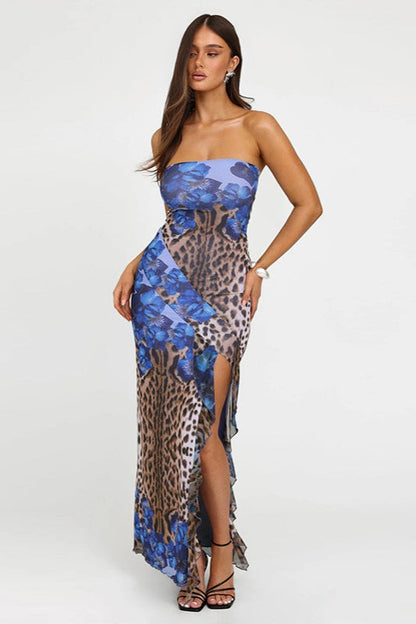 Strapless Leopard Bodycon Party Dress