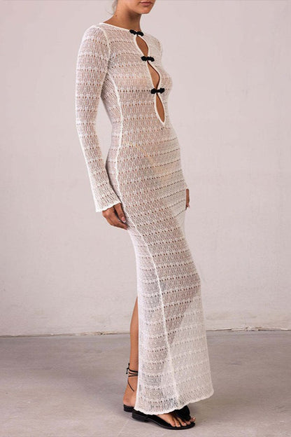 Cutout Split Bohemian Floor-Length Sweater Dress