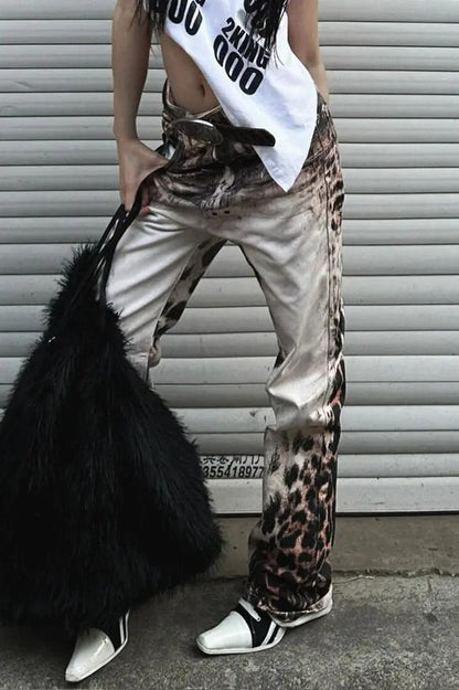 Hip-Hop Leopard Baggy Jeans