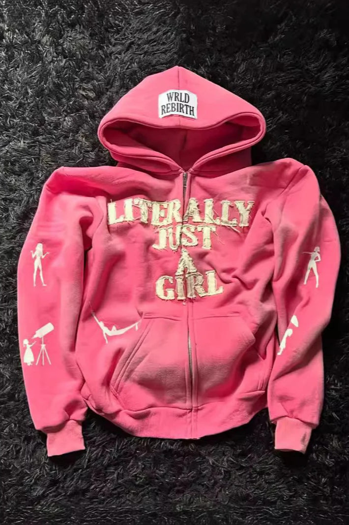 Street Style 3D Letter Zipper Hoodie