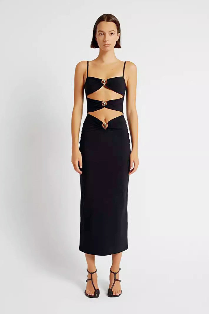 Bandage Knit Low-Cut Maxi Birthday Dress