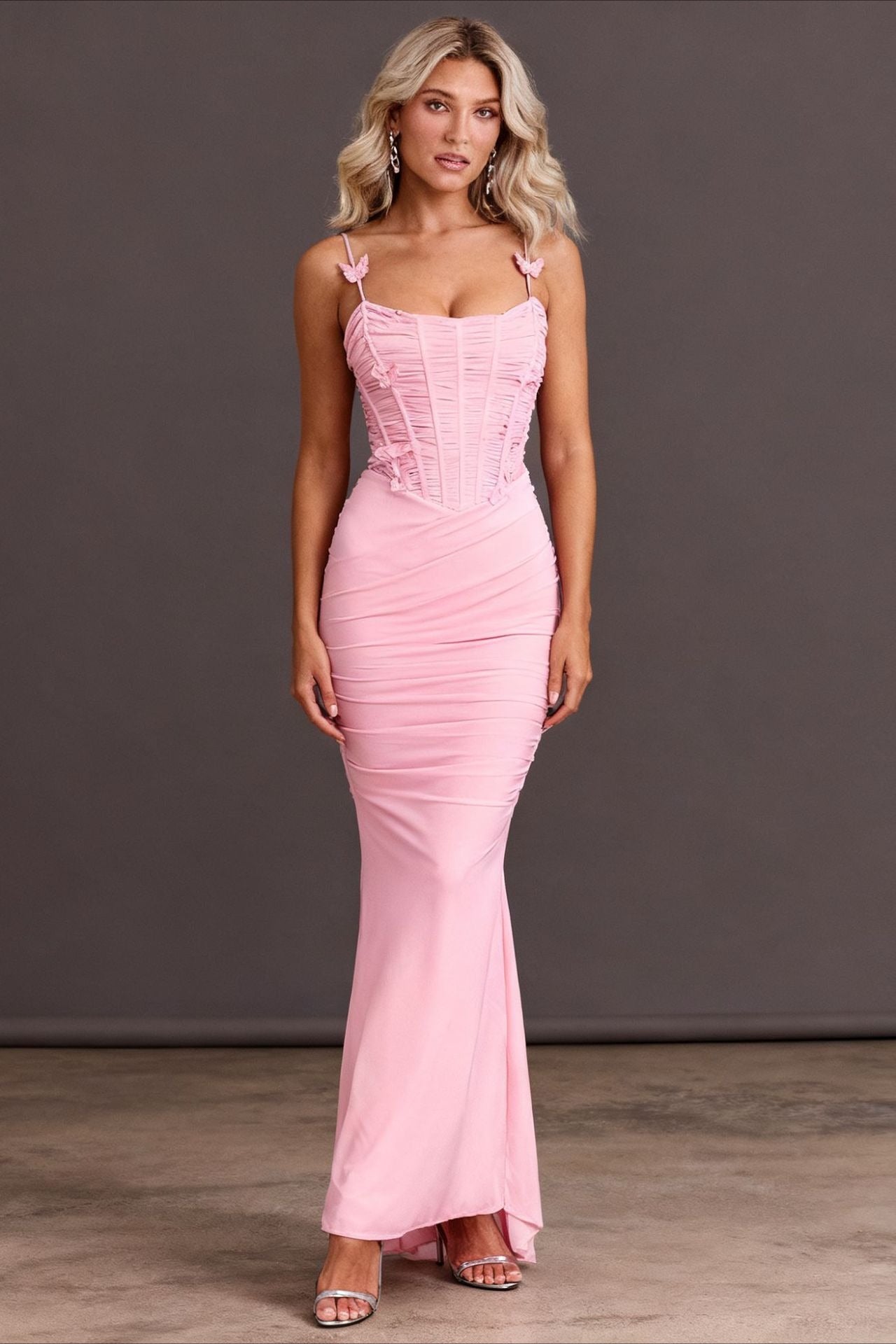 Butterfly Low-Back Maxi Slip Dress