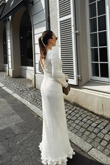 Ruffled Long Sleeve Bodycon Maxi Dress