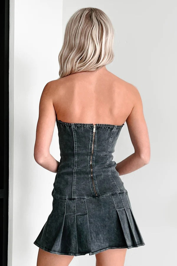 Sexy Strapless Denim Dress