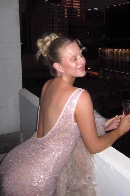 Sleeveless Rhinestone Sexy Vintage Suspender Sequin Dress