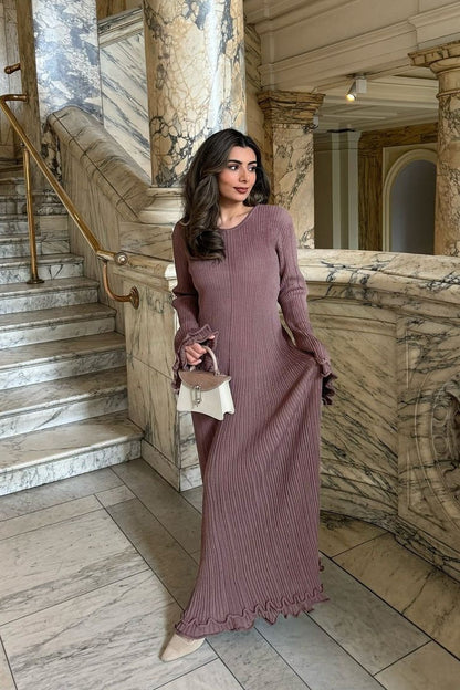 Ruffled Long Sleeve Bodycon Maxi Dress