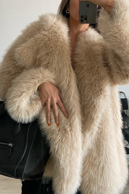 Faux Fox Fur Oversized Lapel Coat