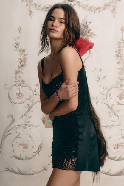 Backless Slim Fit Cami Mini Lace Dress