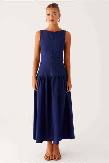 Sleeveless Button Up Denim Dress