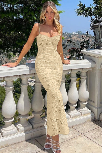 Sexy Backless Cami Maxi Lace Dress