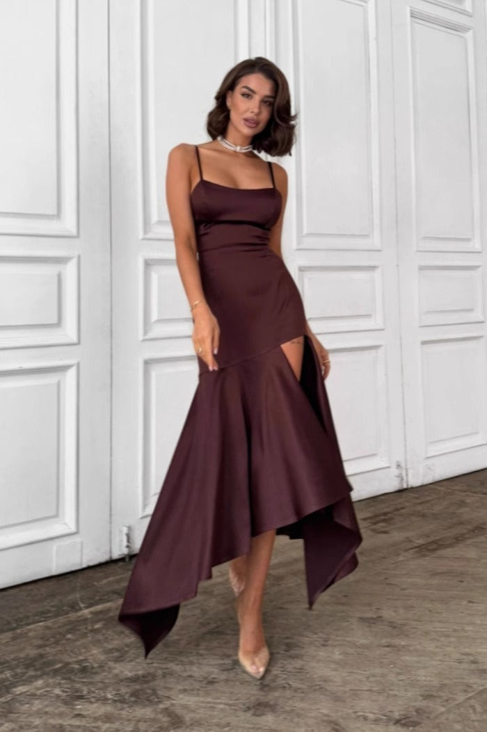 Elegant Split Bodycon Long Mesh Strapless Formal Dress