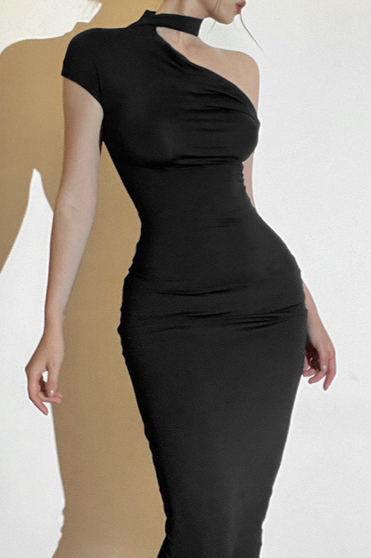 One-Shoulder Slim Maxi Party Dress