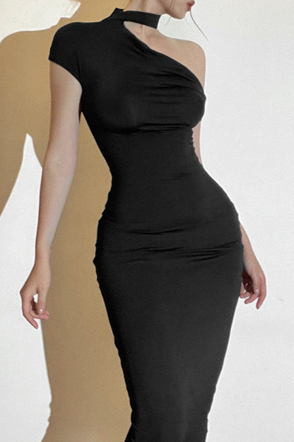 One-Shoulder Slim Maxi Party Dress