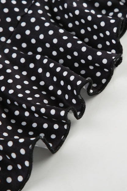Polka Dot Tie Front Ruffled Crop Top