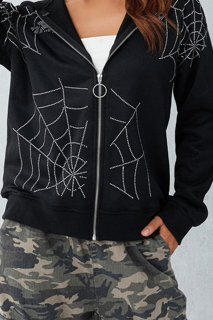 Y2K Spider Rhinestone Hoodie